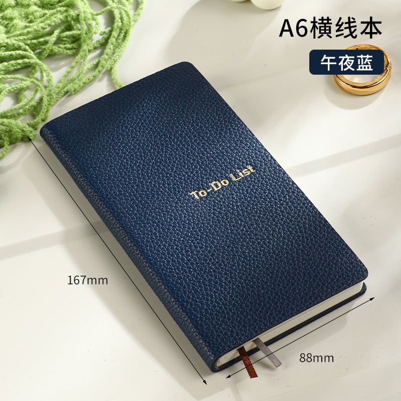 A6 Notebook Pu Ribbon Bookmark Timeline Todolist Planner Portable Office Notepad - Image 1